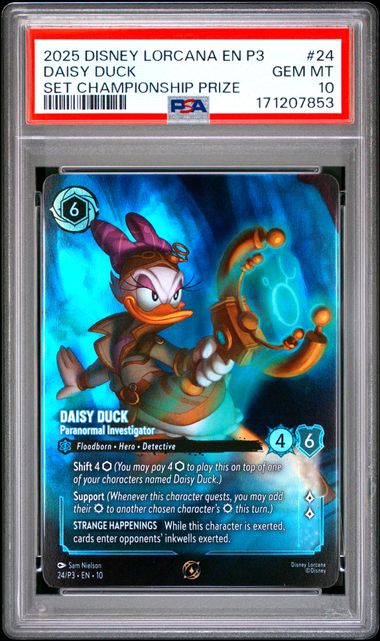 #24 DAISY DUCK SET CHAMPIONSHIP PRIZE 2025 DISNEY LORCANA EN P3-PROMO PSA 10