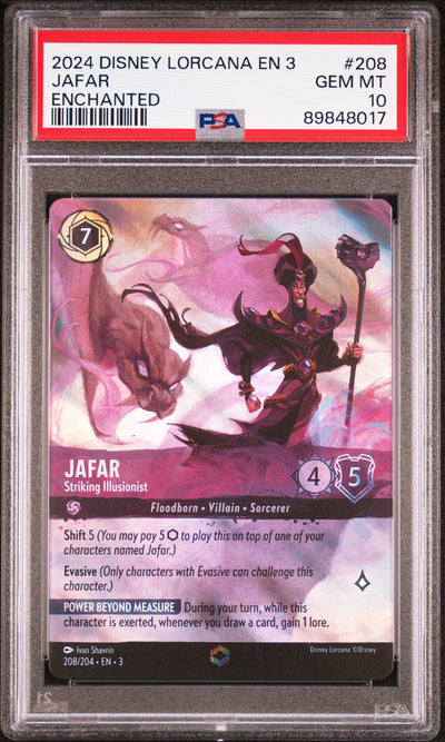 JAFAR ENCHANTED 2024 DISNEY LORCANA EN 3-INTO THE INKLANDS PSA GEM MT 10