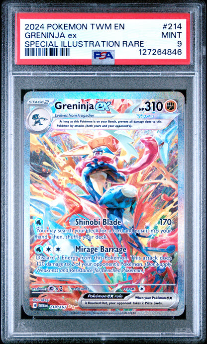 GRENINJA ex SPECIAL ILLUSTRATION RARE 2024 POKEMON TWM EN-TWILIGHT MASQUERADE PSA MINT 9