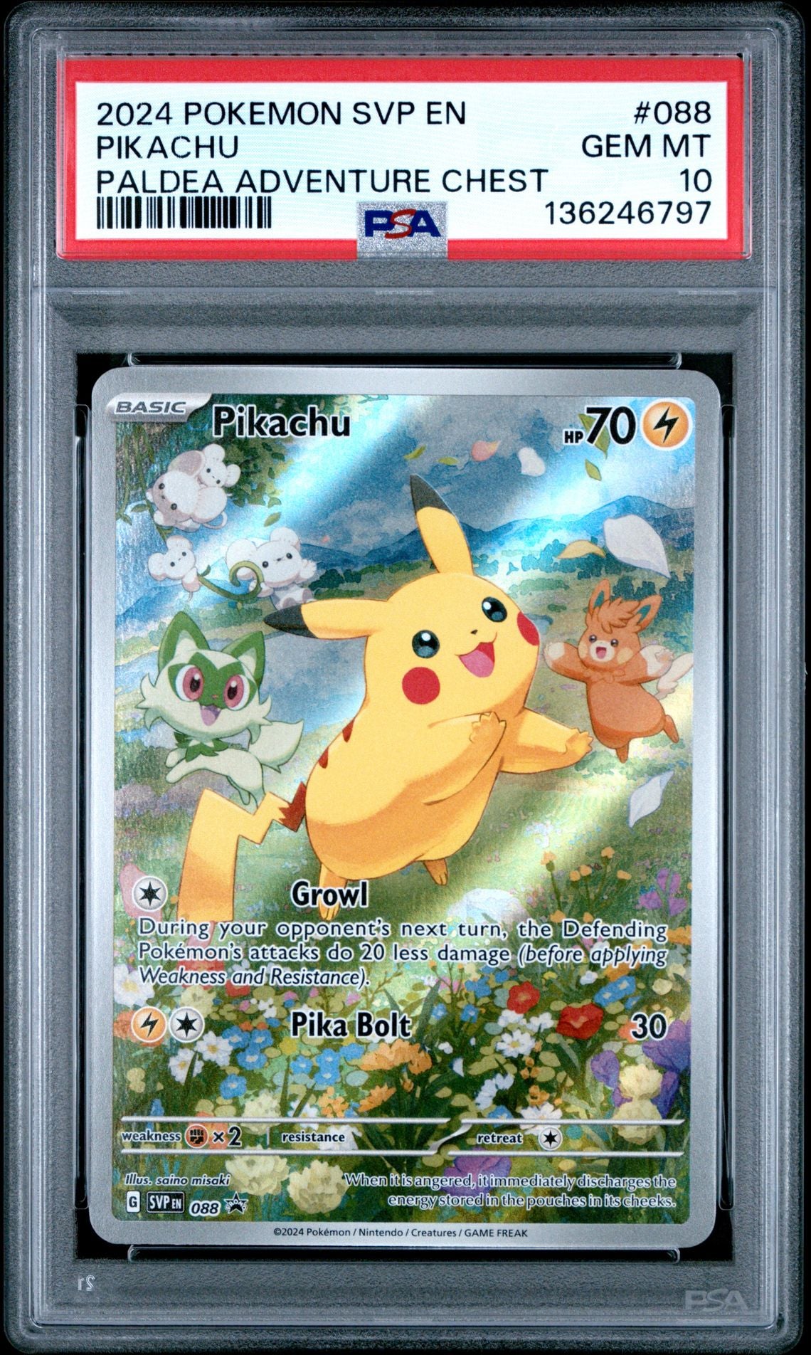 PIKACHU PALDEA ADVENTURE CHEST 2024 POKEMON SVP EN-SV BLACK STAR PROMO PSA GEM MT 10