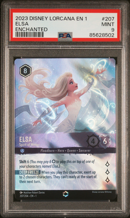 ELSA ENCHANTED 2023 DISNEY LORCANA EN 1-THE FIRST CHAPTER PSA MINT 9