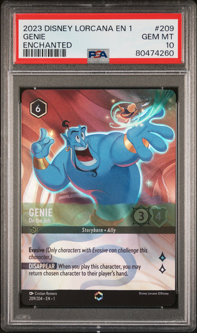 GENIE ENCHANTED 2023 DISNEY LORCANA EN 1-THE FIRST CHAPTER PSA GEM MT 10