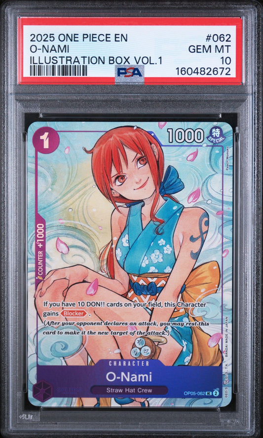O-NAMI ILLUSTRATION BOX VOL.1 2025 ONE PIECE PROMOS PSA GEM MT 10