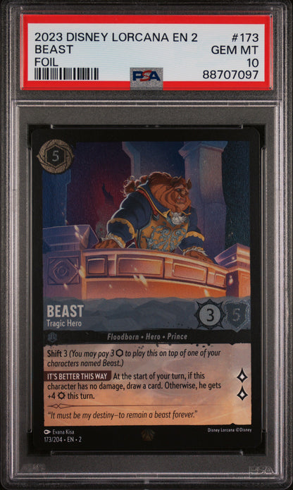 BEAST FOIL 2023 DISNEY LORCANA EN 2-RISE OF THE FLOODBORN PSA GEM MT 10