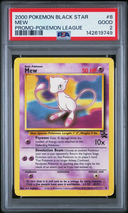 MEW PROMO-POKEMON LEAGUE 2000 POKEMON PROMO BLACK STAR PSA GOOD 2