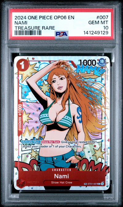 NAMI TREASURE RARE 2024 ONE PIECE OP06-WINGS OF THE CAPTAIN PSA GEM MT 10