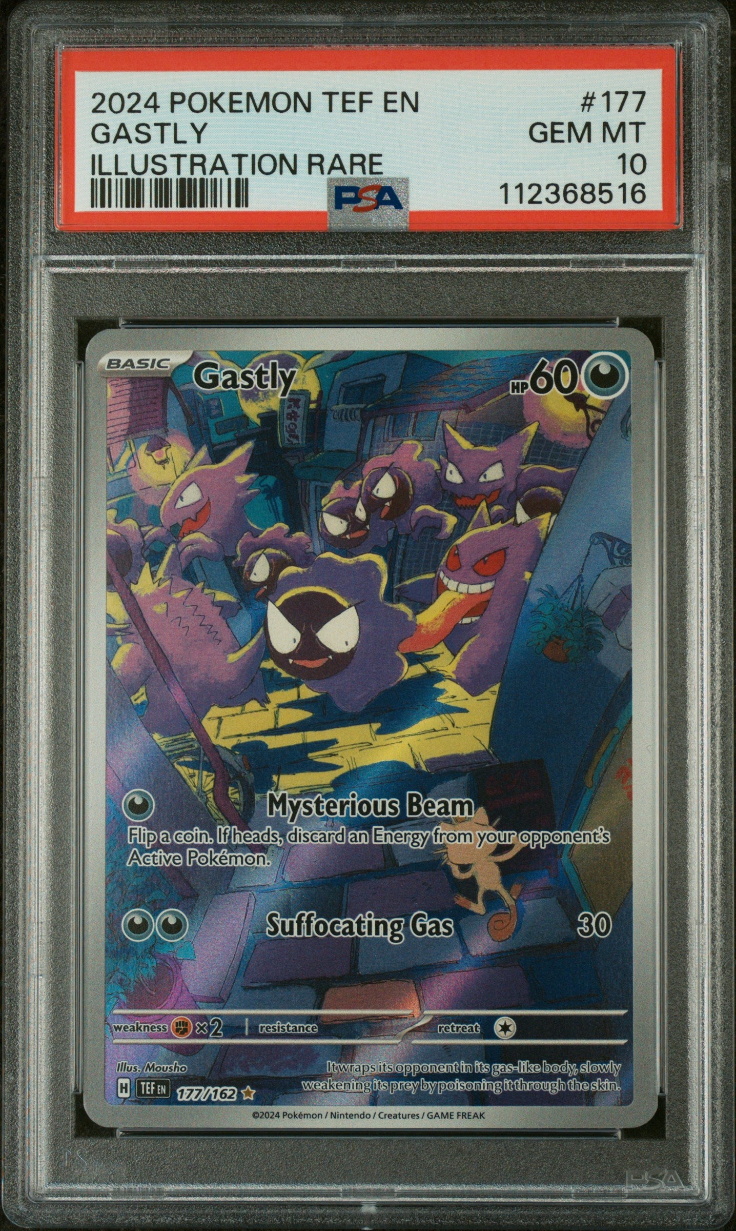 GASTLY ILLUSTRATION RARE 2024 POKEMON TEF EN-TEMPORAL FORCES PSA GEM MT 10