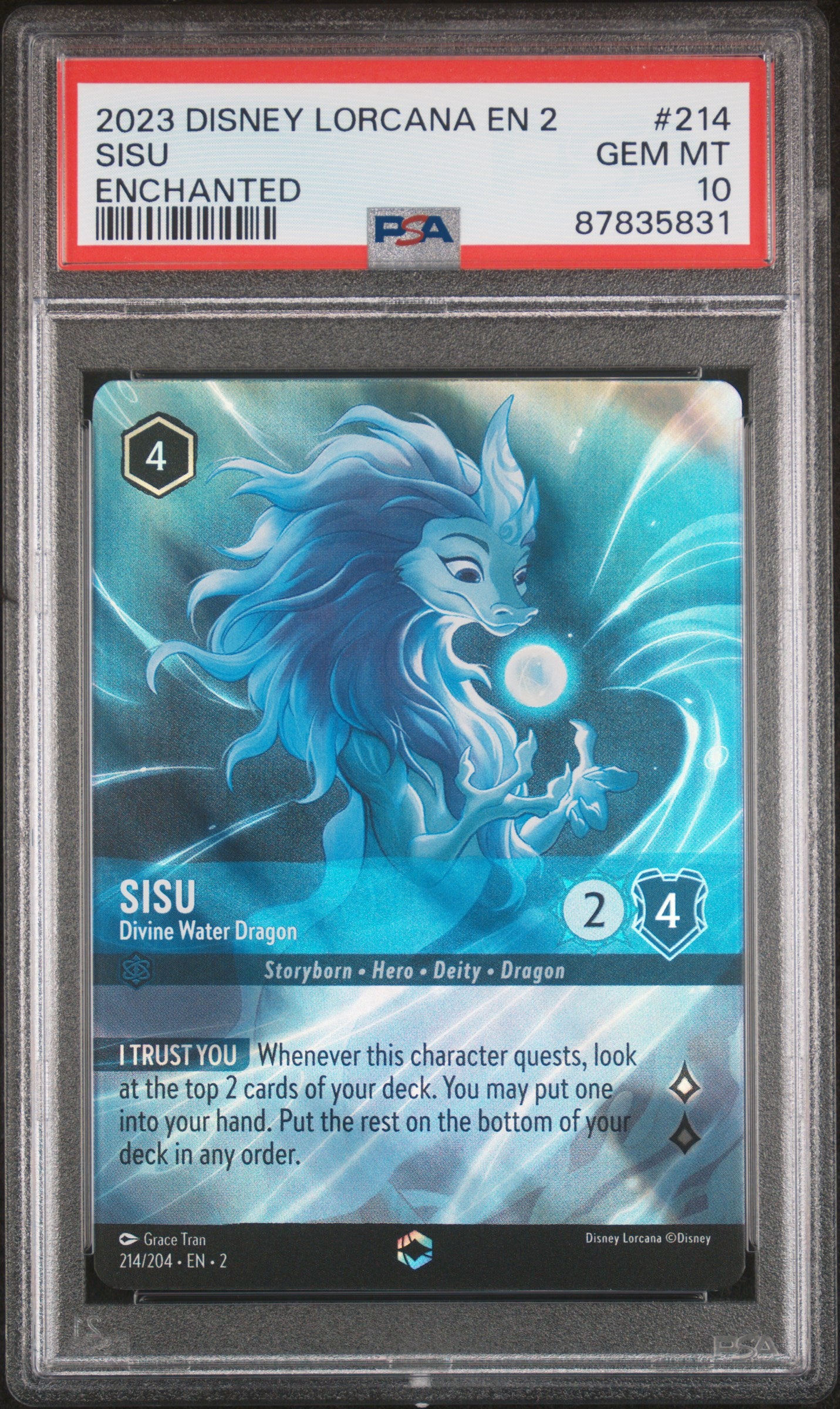 SISU ENCHANTED 2023 DISNEY LORCANA EN 2-RISE OF THE FLOODBORN PSA GEM MT 10