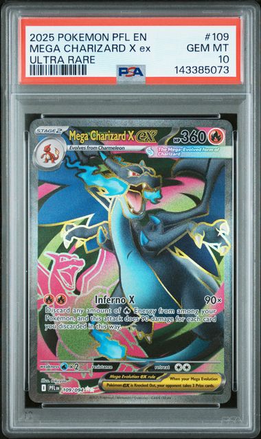 2025 POKEMON PFL EN-PHANTASMAL FLAMES #109 MEGA CHARIZARD X ex ULTRA RARE GEM MT 10