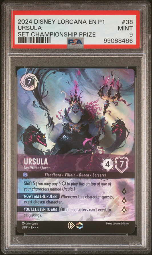 URSULA SET CHAMPIONSHIP PRIZE 2024 DISNEY LORCANA EN P1-PROMO PSA MINT 9
