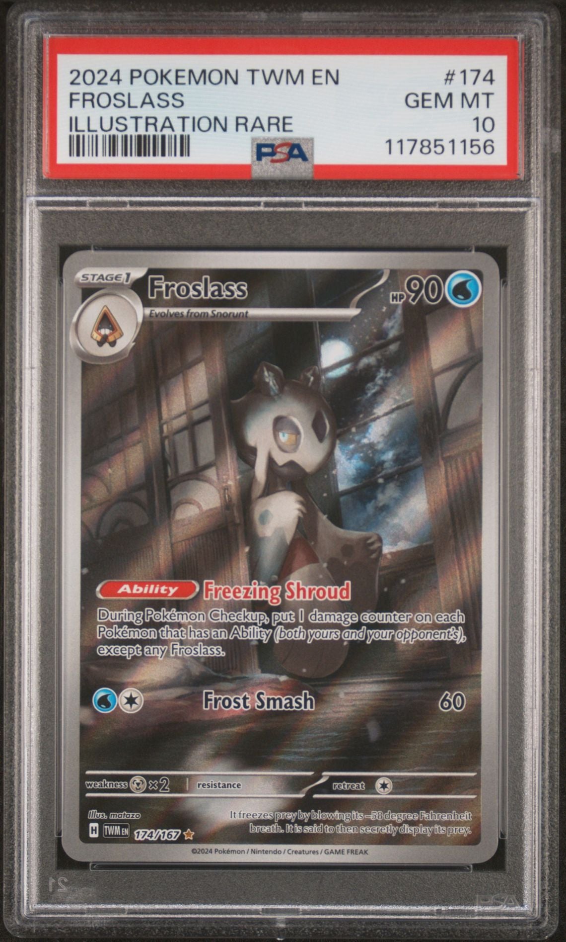 FROSLASS ILLUSTRATION RARE 2024 POKEMON TWM EN-TWILIGHT MASQUERADE PSA GEM MT 10