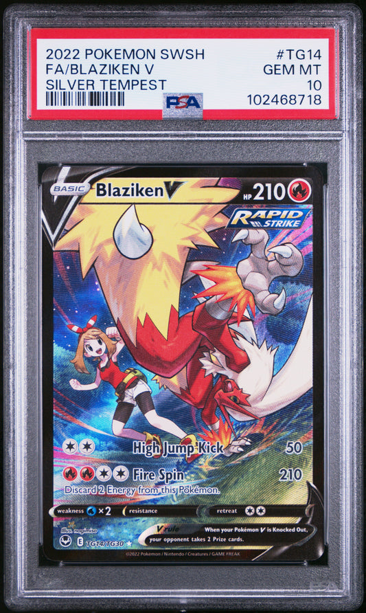 FA/BLAZIKEN V SILVER TEMPEST 2022 POKEMON SWORD & SHIELD SILVER TEMPEST PSA GEM MT 10