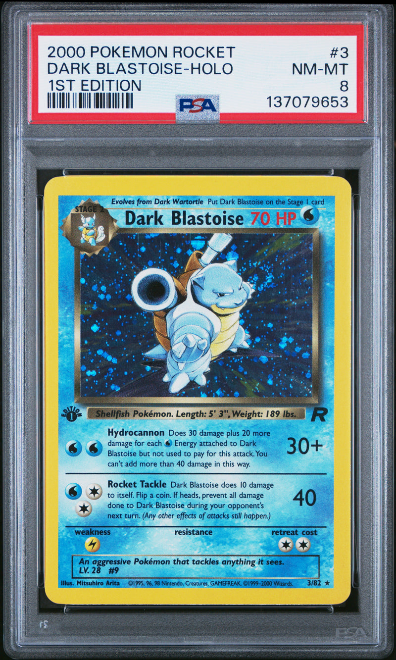 DARK BLASTOISE-HOLO 1ST EDITION 2000 POKEMON ROCKET PSA NM-MT 8