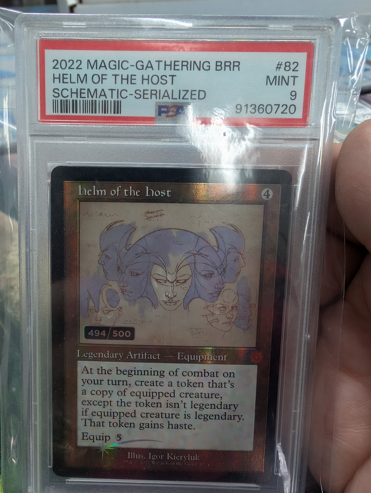 HELM OF THE HOST SCHEMATIC-SERIALIZED 2022 MAGIC THE GATHERING BROTHERS' WAR RETRO ARTIFACTS PSA MINT 9