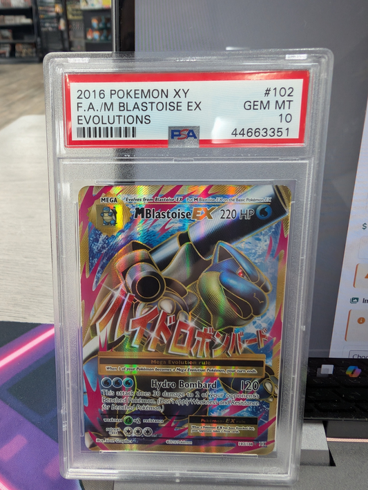 FA/M BLASTOISE EX EVOLUTIONS 2016 POKEMON XY EVOLUTIONS PSA GEM MT 10