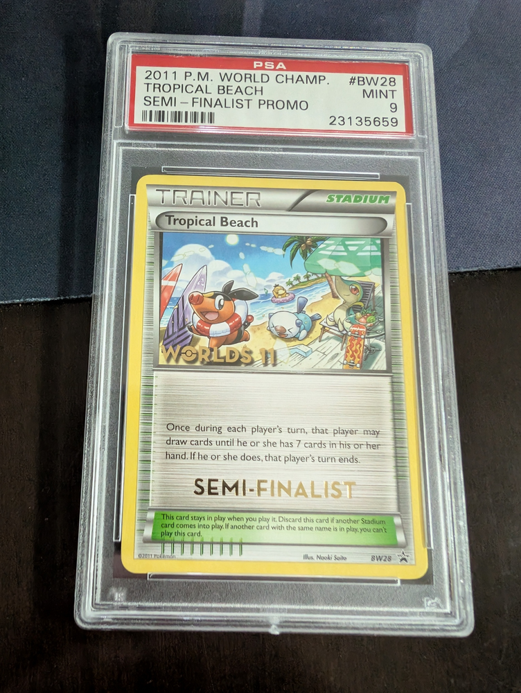 TROPICAL BEACH PROMO-SEMI-FINALIST 2011 POKEMON WORLD CHAMPIONSHIPS PROMO PSA MINT 9