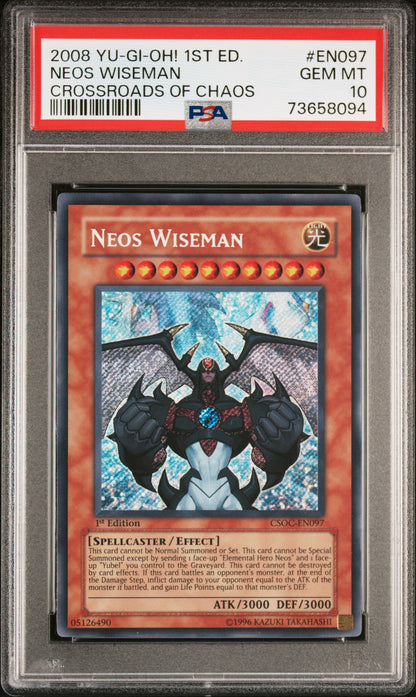 NEOS WISEMAN CROSSROADS OF CHAOS 2008 YU-GI-OH! CSOC-CROSSROADS OF CHAOS PSA GEM MT 10