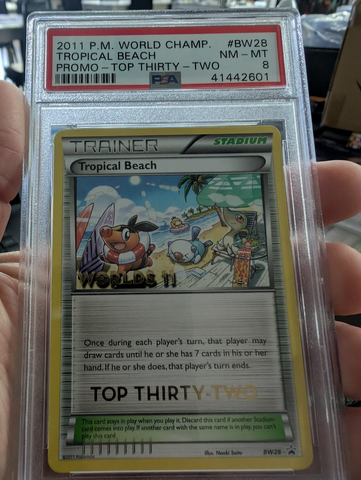 TROPICAL BEACH PROMO-TOP THIRTY-TWO 2011 POKEMON WORLD CHAMPIONSHIPS PROMO PSA NM-MT 8