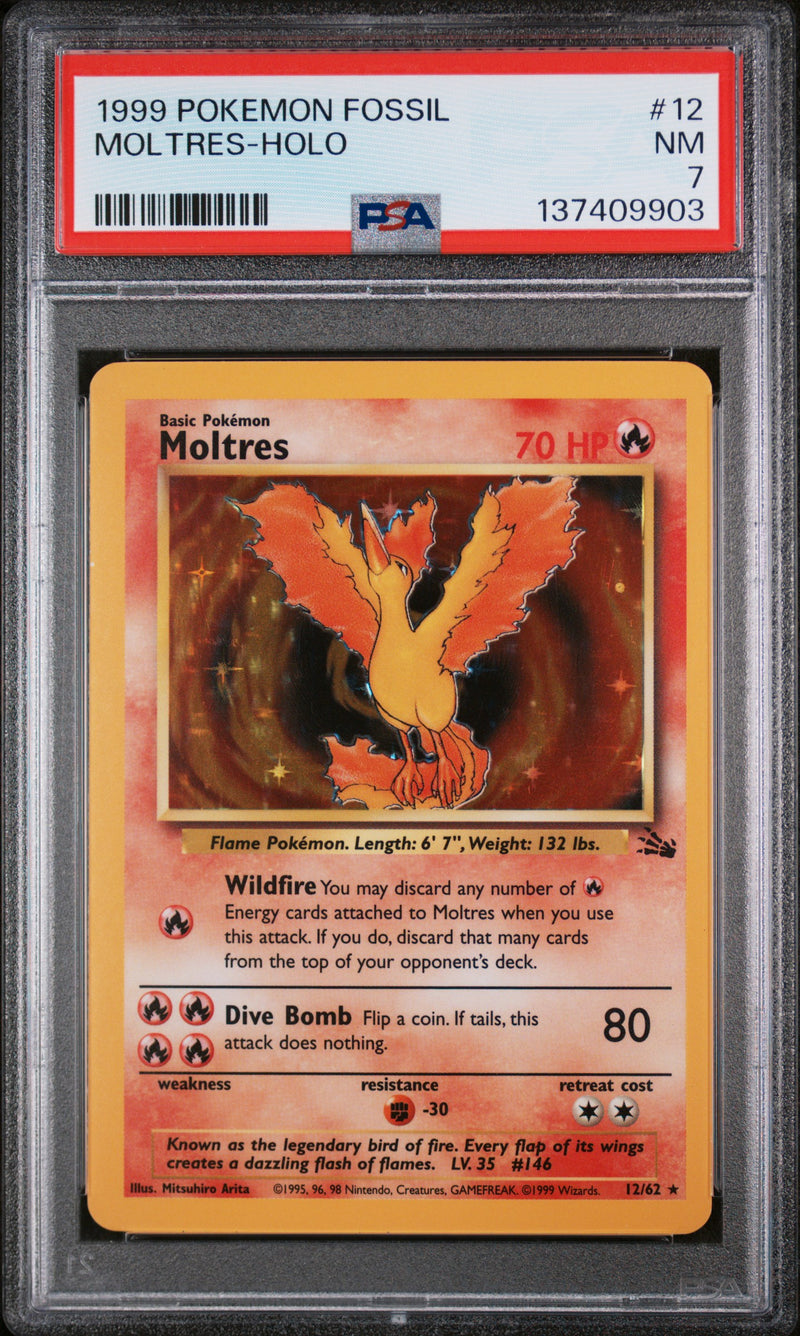 MOLTRES-HOLO 1999 POKEMON FOSSIL PSA NM 7
