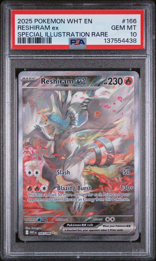 RESHIRAM ex SPECIAL ILLUSTRATION RARE 2025 POKEMON WHT EN-WHITE FLARE PSA GEM MT 10