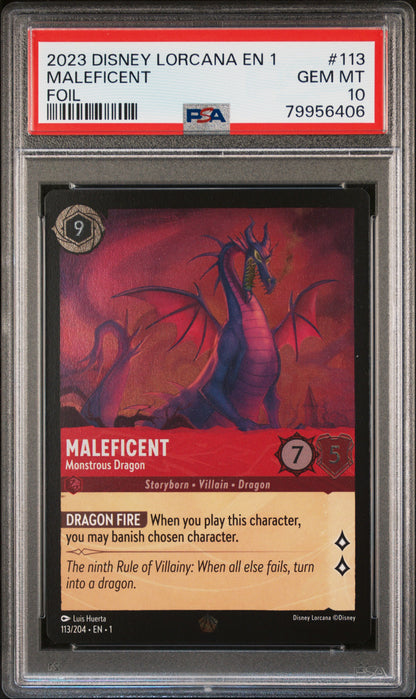 MALEFICENT FOIL 2023 DISNEY LORCANA EN 1-THE FIRST CHAPTER PSA GEM MT 10
