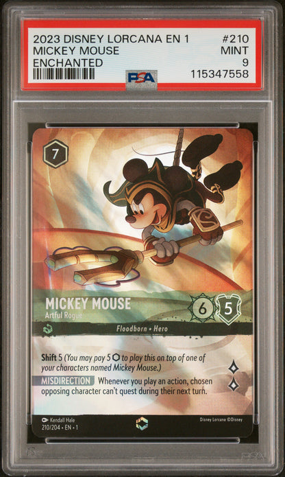 MICKEY MOUSE ENCHANTED 2023 DISNEY LORCANA EN 1-THE FIRST CHAPTER PSA MINT 9