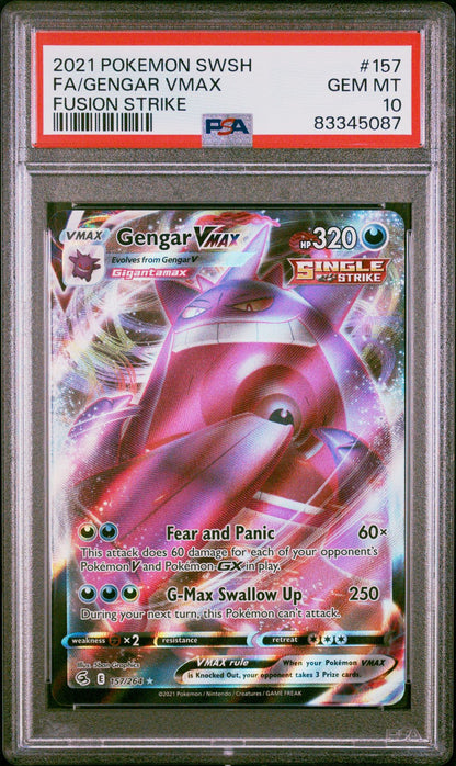 FA/GENGAR VMAX FUSION STRIKE 2021 POKEMON SWORD & SHIELD FUSION STRIKE PSA GEM MT 10
