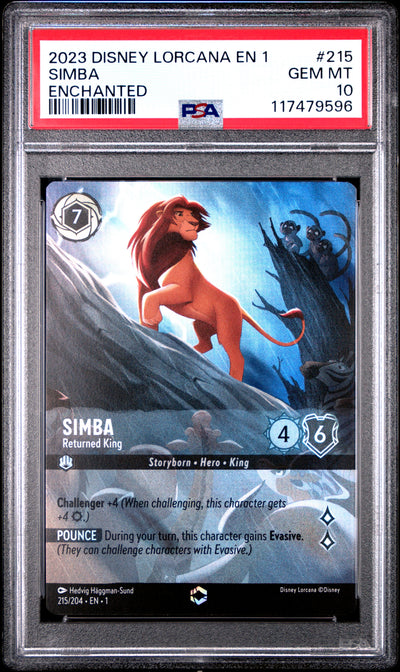 SIMBA ENCHANTED 2023 DISNEY LORCANA EN 1-THE FIRST CHAPTER PSA GEM MT 10