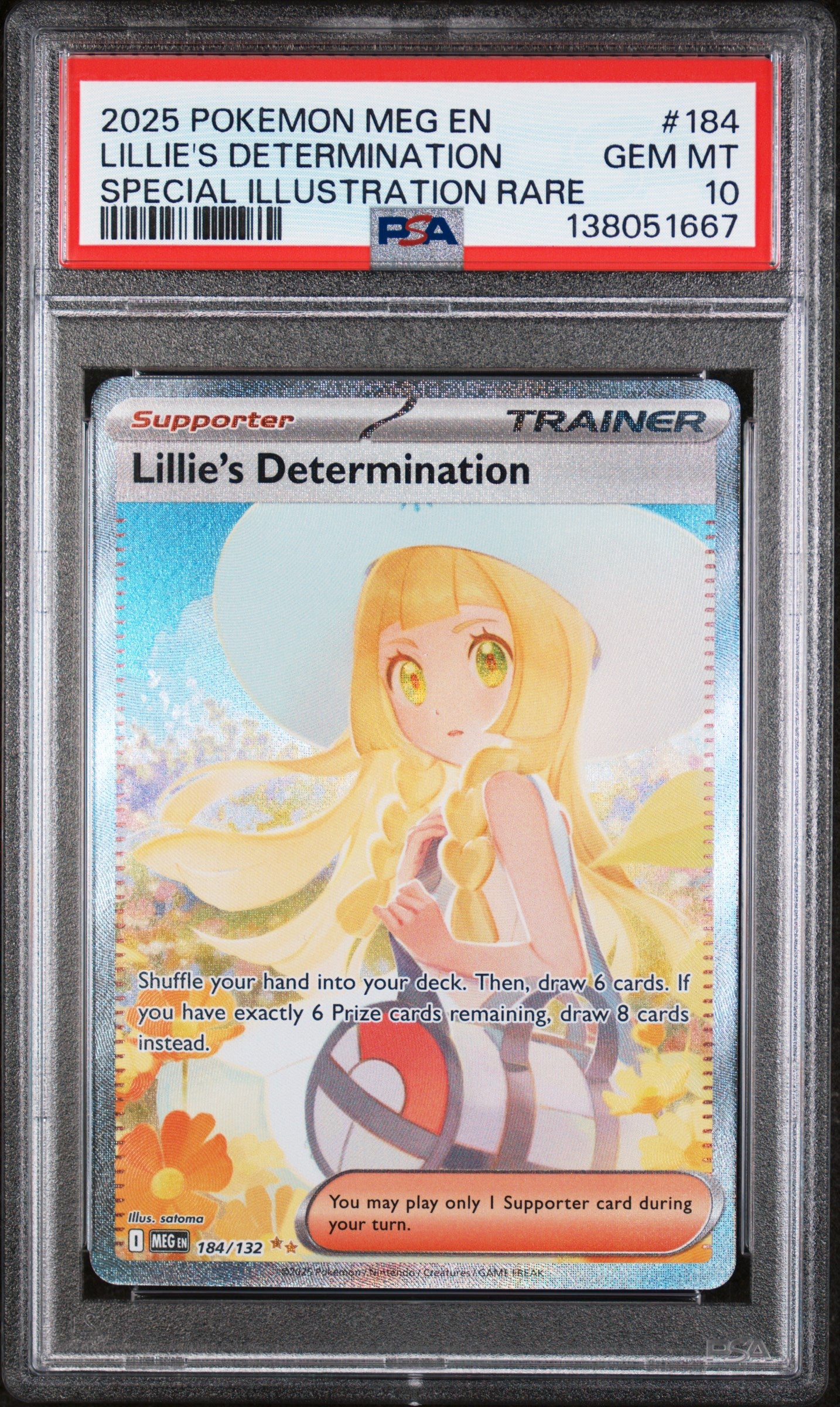 LILLIE'S DETERMINATION SPECIAL ILLUSTRATION RARE 2025 POKEMON MEG EN-MEGA EVOLUTION PSA GEM MT 10