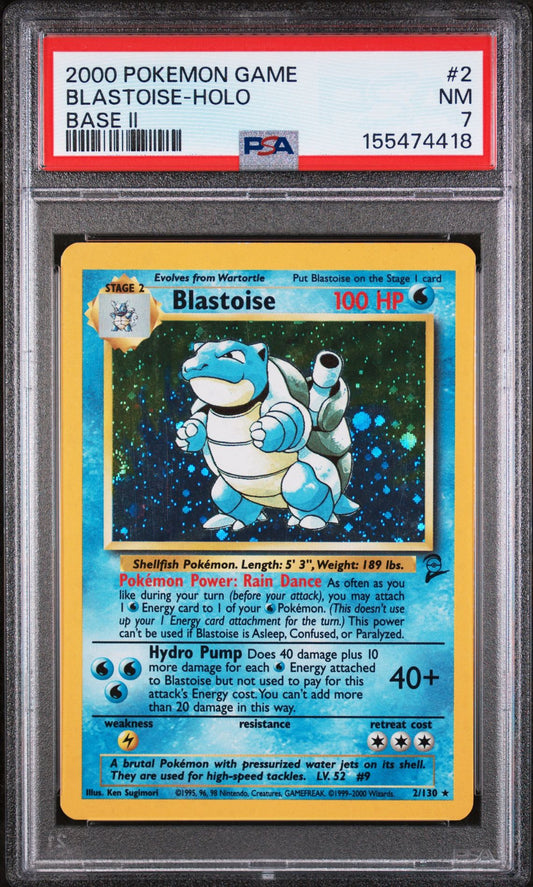 BLASTOISE-HOLO BASE II 2000 POKEMON GAME BASE II PSA NM 7