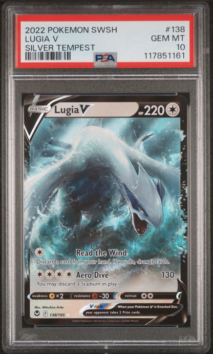 LUGIA V SILVER TEMPEST 2022 POKEMON SWORD & SHIELD SILVER TEMPEST PSA GEM MT 10