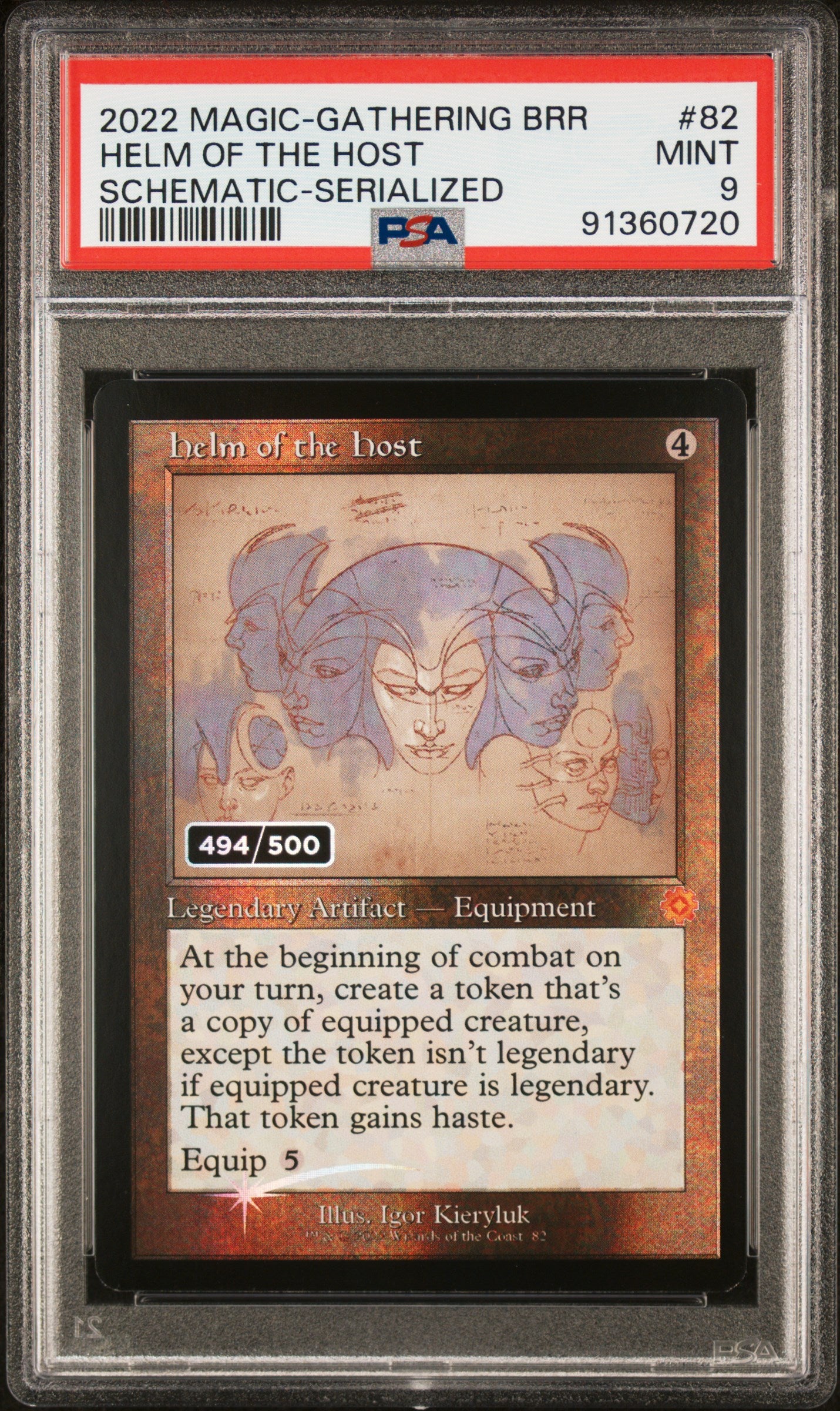 HELM OF THE HOST SCHEMATIC-SERIALIZED 2022 MAGIC THE GATHERING THE BROTHERS' WAR RETRO ARTIFACTS PSA MINT 9