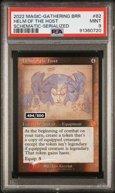 HELM OF THE HOST SCHEMATIC-SERIALIZED 2022 MAGIC THE GATHERING THE BROTHERS' WAR RETRO ARTIFACTS PSA MINT 9