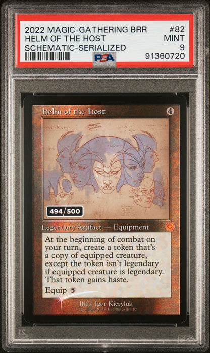 HELM OF THE HOST SCHEMATIC-SERIALIZED 2022 MAGIC THE GATHERING THE BROTHERS' WAR RETRO ARTIFACTS PSA MINT 9