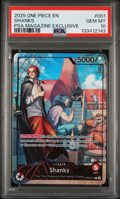 SHANKS PSA MAGAZINE EXCLUSIVE 2025 ONE PIECE PROMOS PSA GEM MT 10