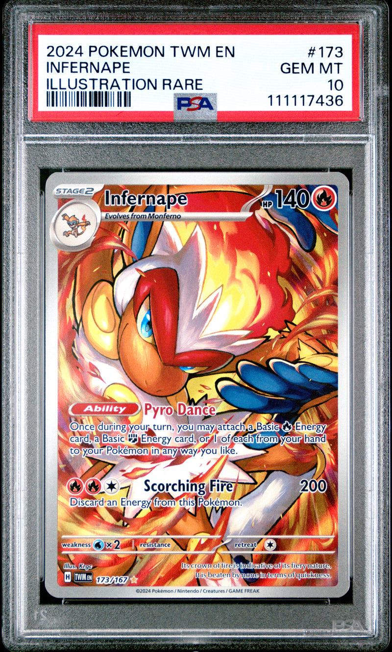 INFERNAPE ILLUSTRATION RARE 2024 POKEMON TWM EN-TWILIGHT MASQUERADE PSA GEM MT 10