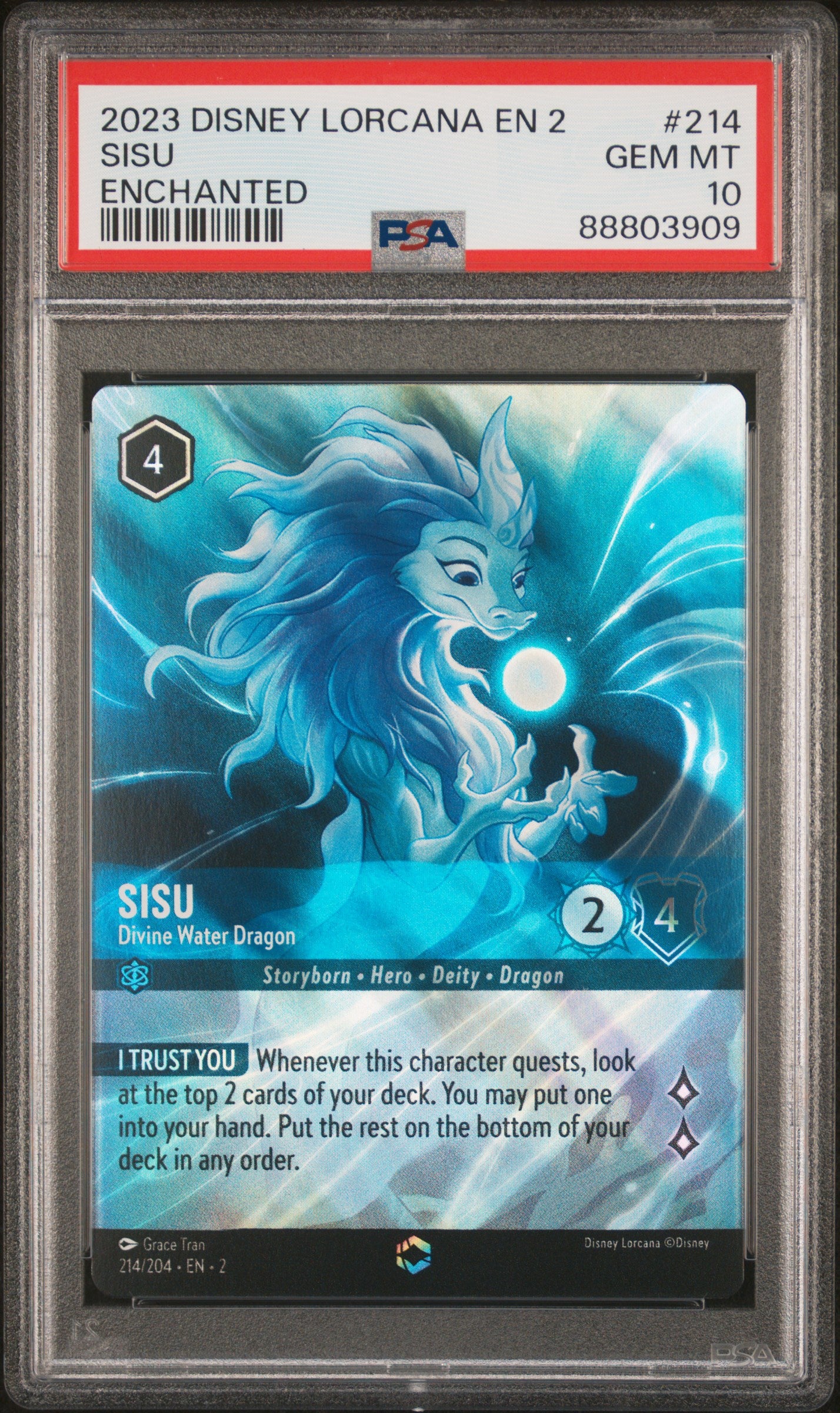 SISU ENCHANTED 2023 DISNEY LORCANA EN 2-RISE OF THE FLOODBORN PSA GEM MT 10