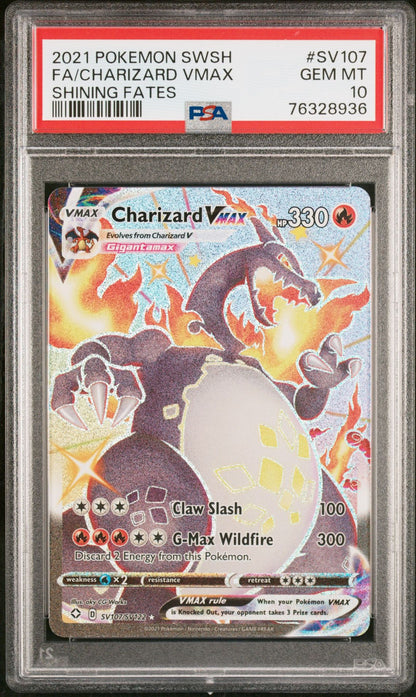 FA/CHARIZARD VMAX SHINING FATES 2021 POKEMON SWORD & SHIELD SHINING FATES PSA GEM MT 10
