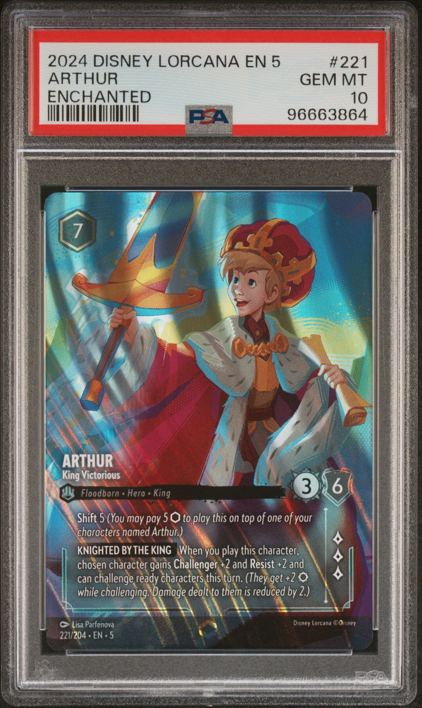 ARTHUR ENCHANTED 2024 DISNEY LORCANA EN 5-SHIMMERING SKIES PSA GEM MT 10