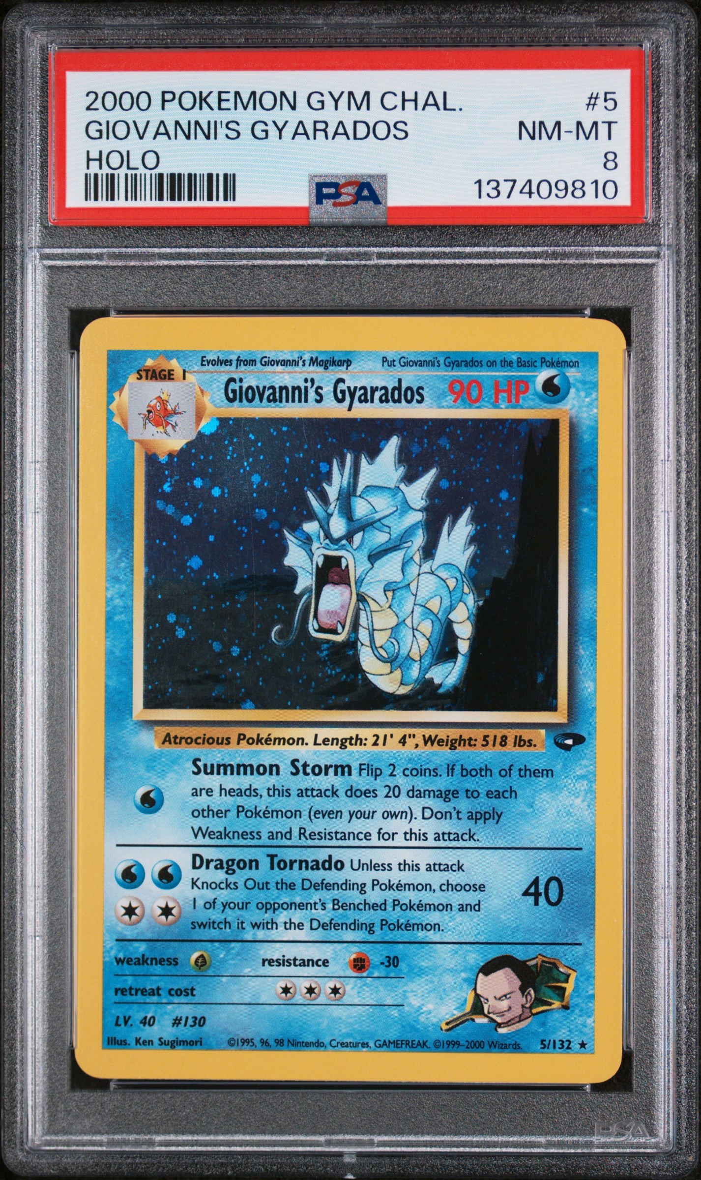 GIOVANNI'S GYARADOS HOLO 2000 POKEMON GYM CHALLENGE PSA NM-MT 8