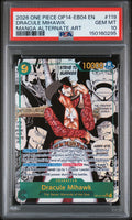 DRACULE MIHAWK MANGA ALTERNATE ART 2026 ONE PIECE OP14-EB04-THE AZURE SEA'S SEVEN PSA GEM MT 10