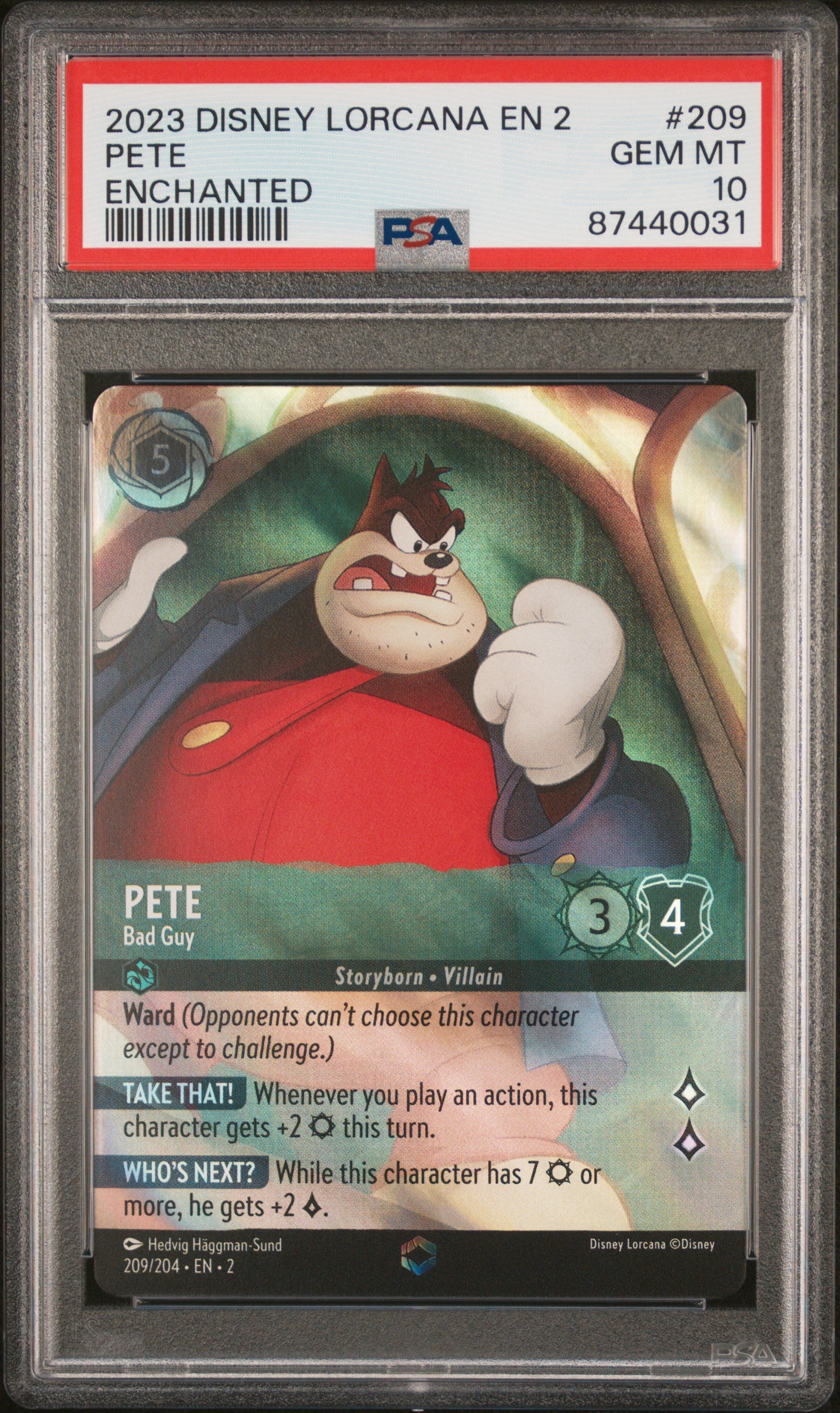PETE ENCHANTED 2023 DISNEY LORCANA EN 2-RISE OF THE FLOODBORN PSA GEM MT 10