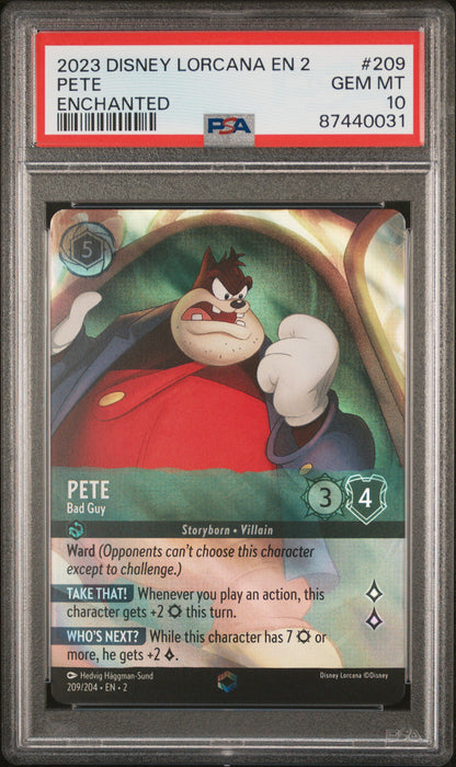 PETE ENCHANTED 2023 DISNEY LORCANA EN 2-RISE OF THE FLOODBORN PSA GEM MT 10