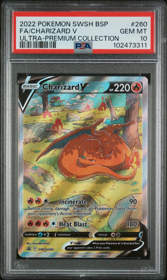 FA/CHARIZARD V ULTRA-PREMIUM COLLECTION 2022 POKEMON SWSH BLACK STAR PROMO PSA GEM MT 10