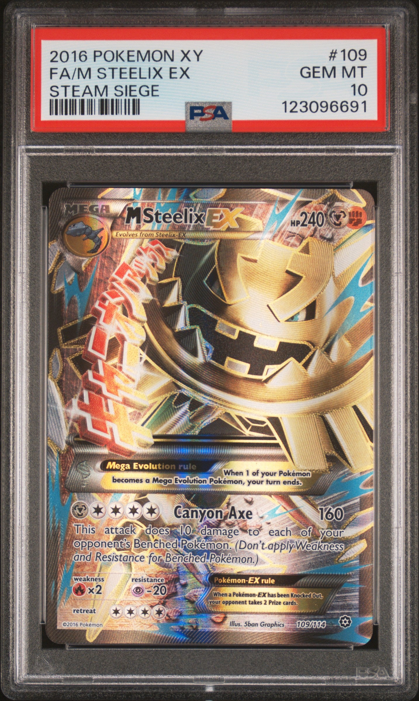 FA/M STEELIX EX STEAM SIEGE 2016 POKEMON XY STEAM SIEGE PSA GEM MT 10
