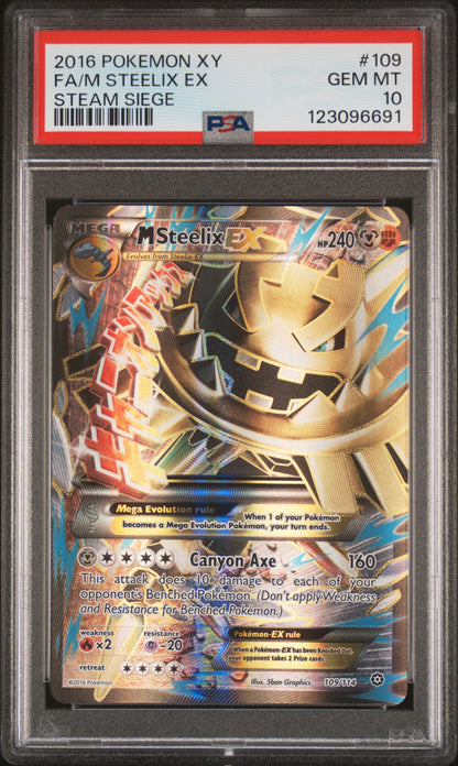 FA/M STEELIX EX STEAM SIEGE 2016 POKEMON XY STEAM SIEGE PSA GEM MT 10