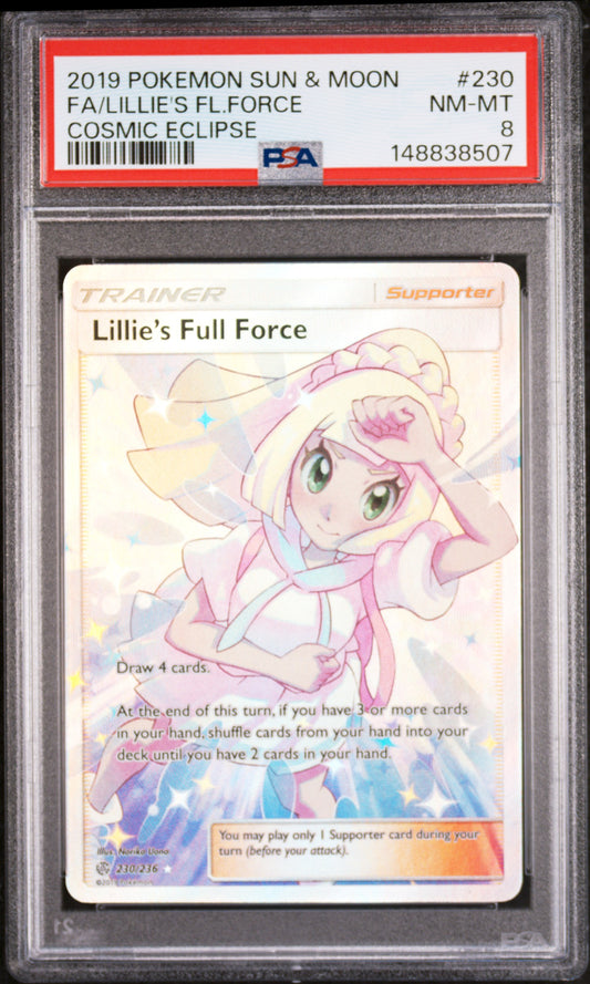 FA/LILLIE'S FL.FORCE COSMIC ECLIPSE 2019 POKEMON SUN & MOON COSMIC ECLIPSE PSA NM-MT 8