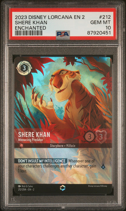 SHERE KHAN ENCHANTED 2023 DISNEY LORCANA EN 2-RISE OF THE FLOODBORN PSA GEM MT 10