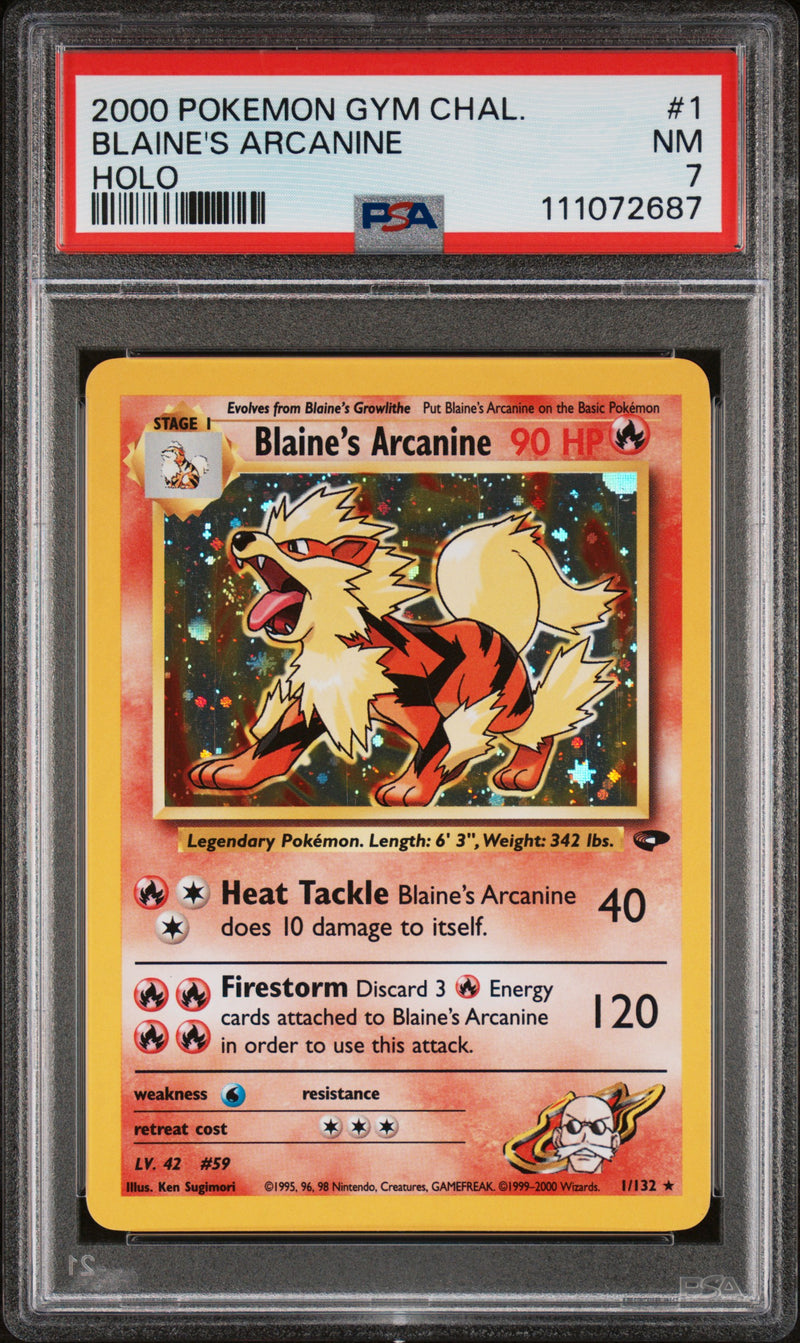 BLAINE'S ARCANINE HOLO 2000 POKEMON GYM CHALLENGE PSA NM 7