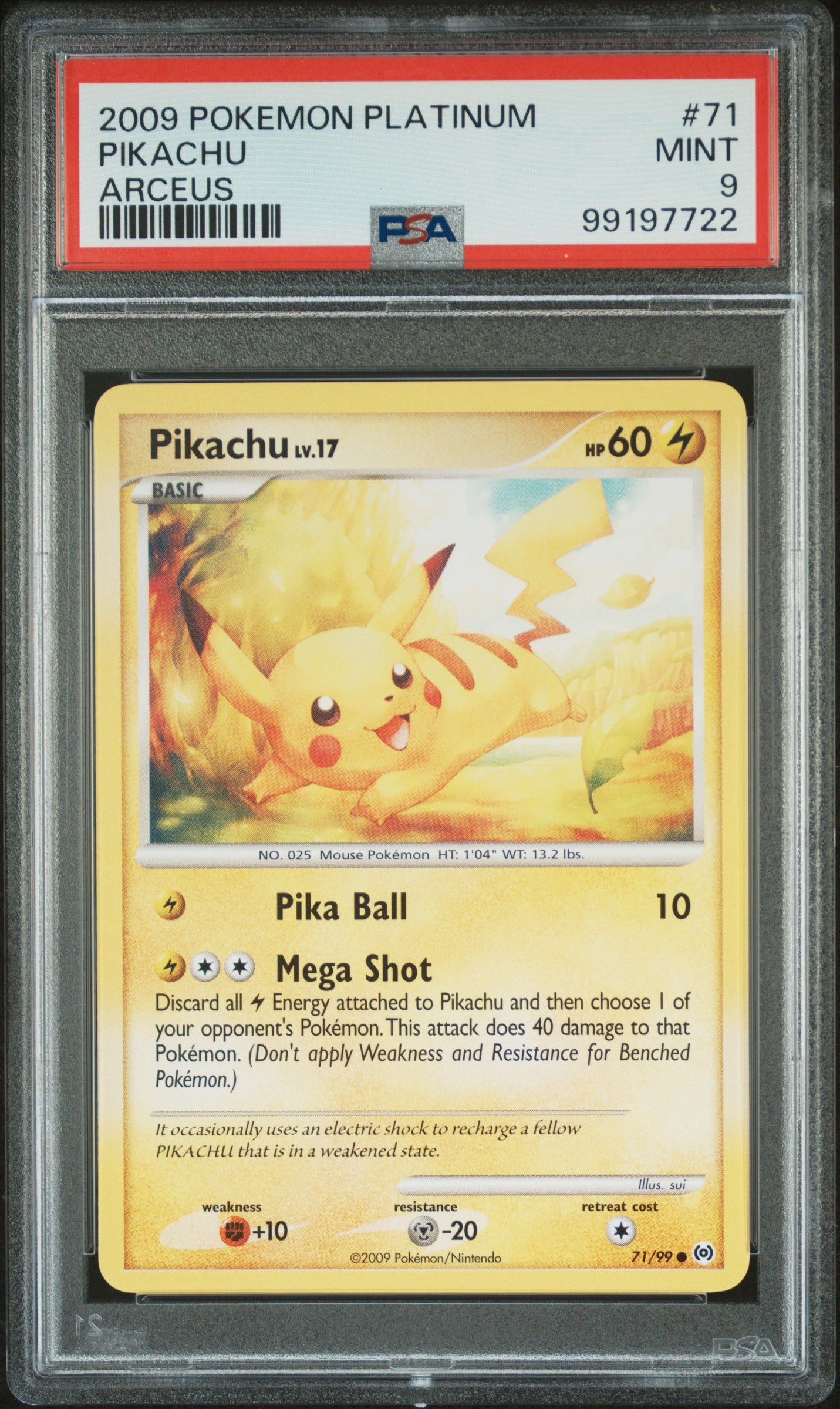PIKACHU ARCEUS 2009 POKEMON PLATINUM ARCEUS PSA MINT 9